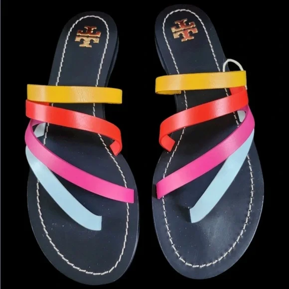 Tory Burch Aerial Blue/Multicolored Sandals Size 8.5 - Picture 1 of 1